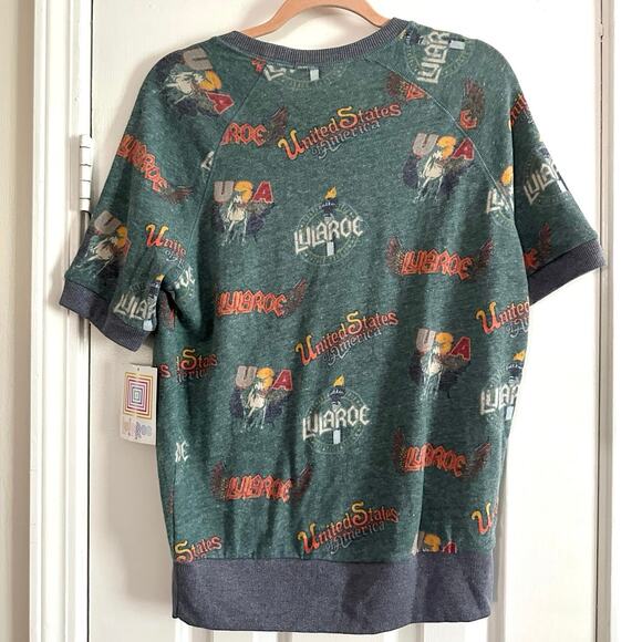 LULAROE Kitschy Jane Simply Comfort USA Unicorn Graphic Print Top - XS - NWT - Picture 2 of 6